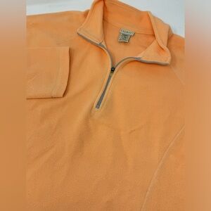 LL Bean Women’s Fleece Sweatshirt Pullover 1/4 Zip Orange 0YS41  Sz Large X8
